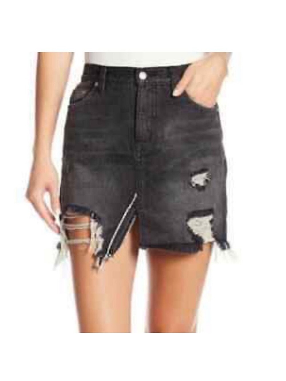 Free People We the free Women's Distressed Mini Denim Skirt Size 29 - Picture 2 of 9
